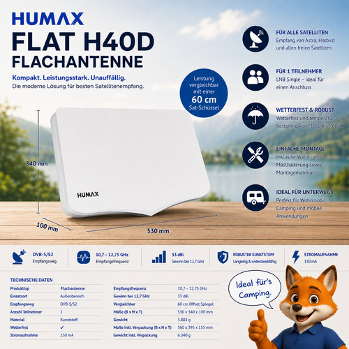 Humax flat h40d - h40d,, single